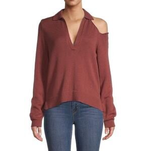 525 America NWT cut out polo sweater rustique 100% cotton fall revolve school